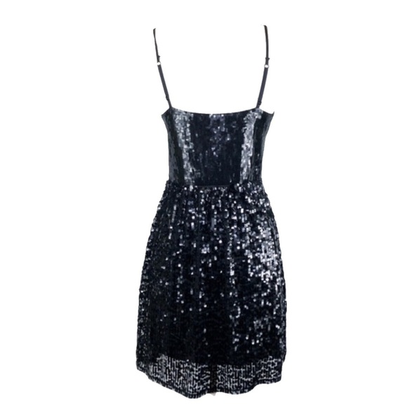 EXPRESS Black Sequin Dress with Adjustable Straps M NWT - Picture 5 of 10